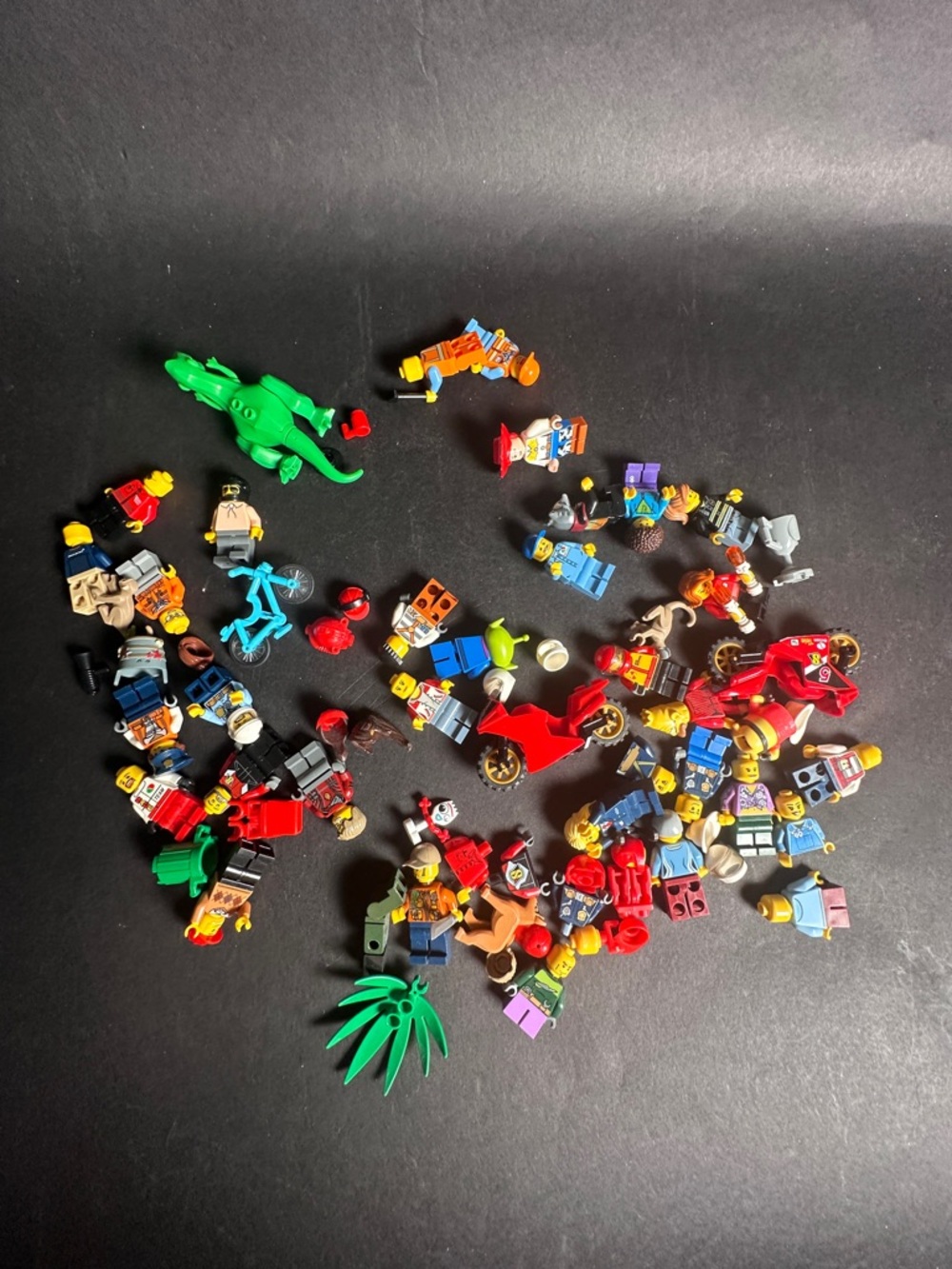 Lego Assorted Minifigures & Accessories - Red, Green, Blue, Yellow